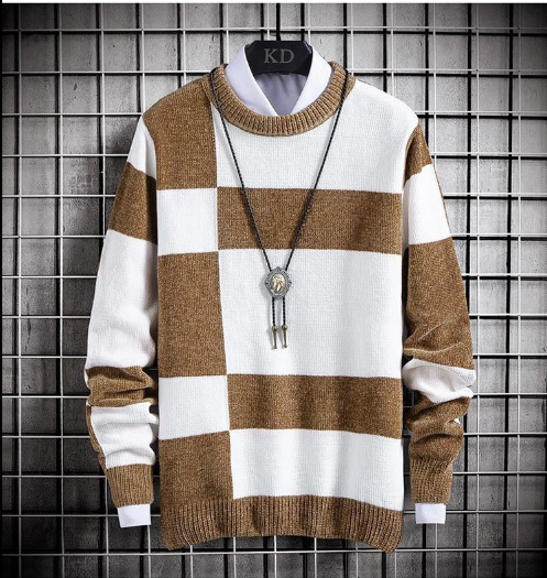 Plaid Round Neck Sweater