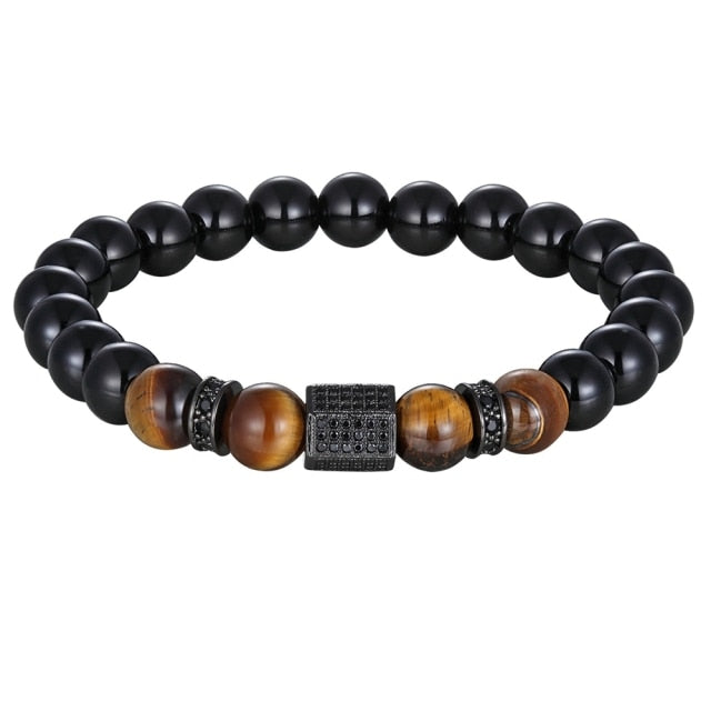 Tiger Eye with Cubic Zircon Bracelet