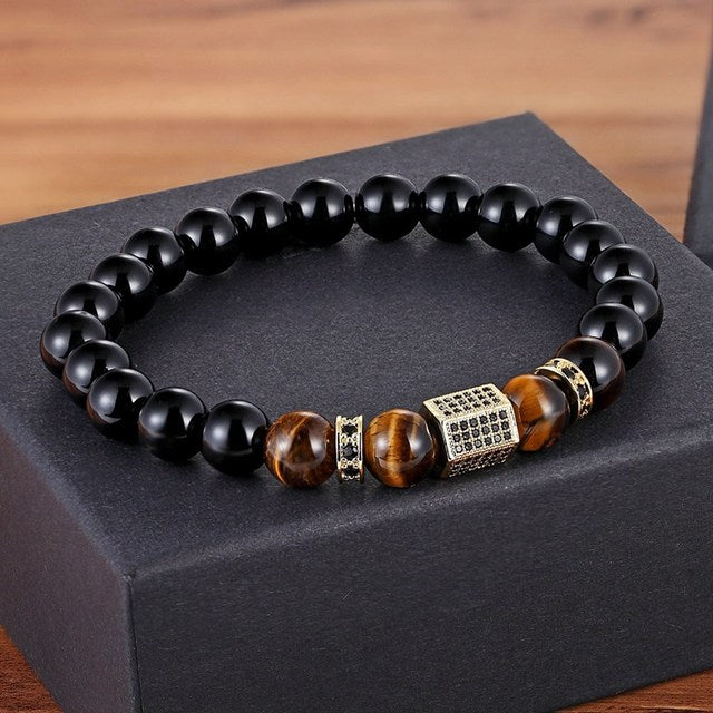 Tiger Eye with Cubic Zircon Bracelet