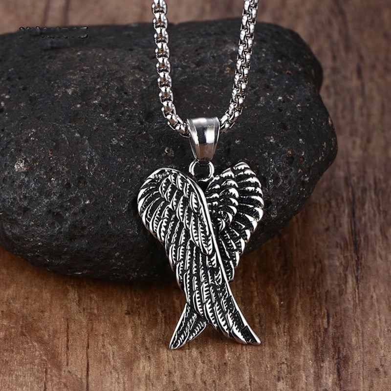 Vintage Angel Wings Pendant Necklace