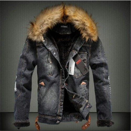 Men's Denim Thick Warm Jacket