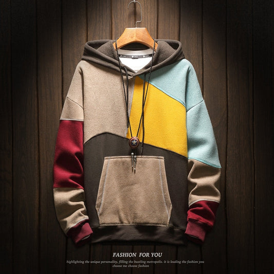 Patchwork Long Sleeve Hoodie Sweatshirt