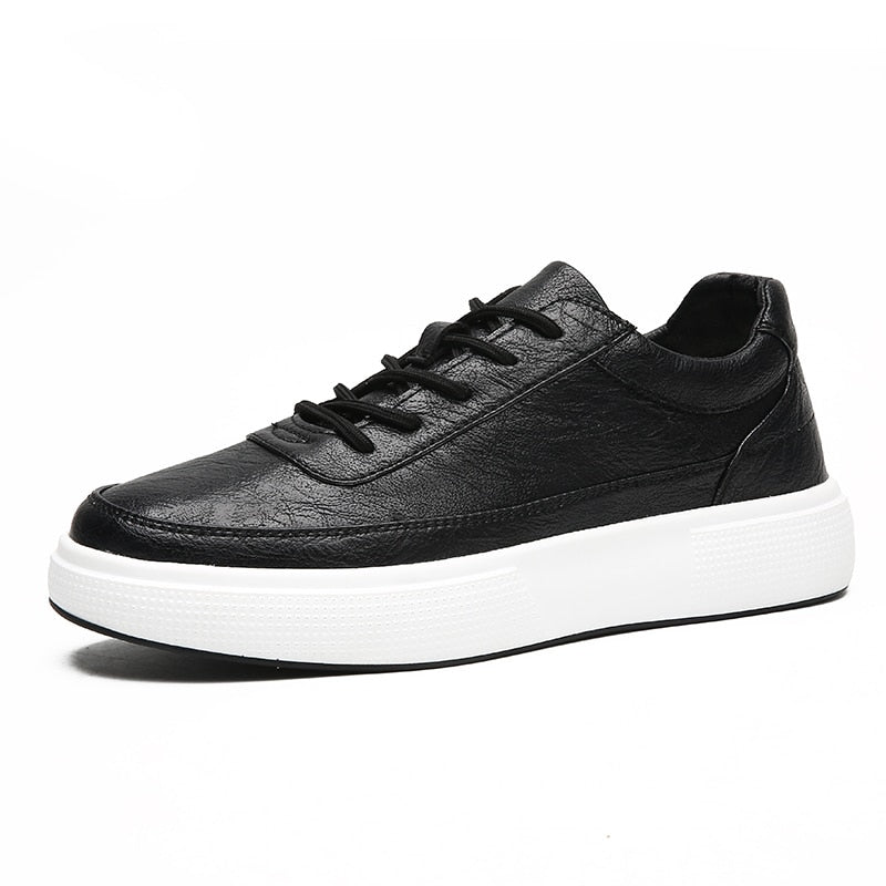 Men's Leather Lace Up Breathable Casual Sneakers