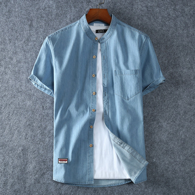 Denim Short Sleeves Casual Shirt