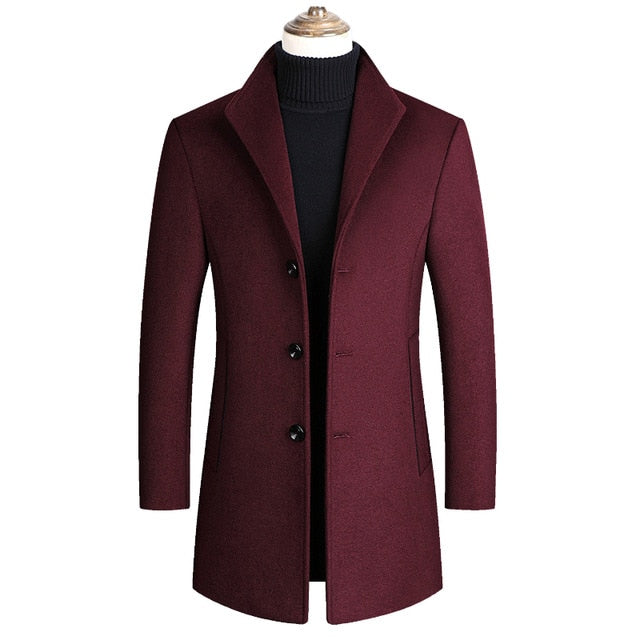 Men Wool Blends Long Coats