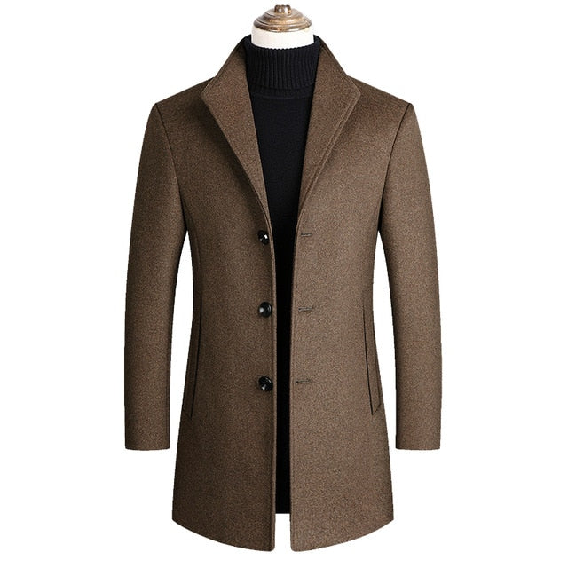 Men Wool Blends Long Coats