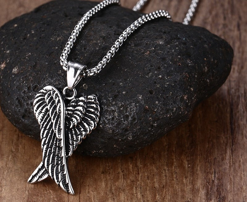 Vintage Angel Wings Pendant Necklace