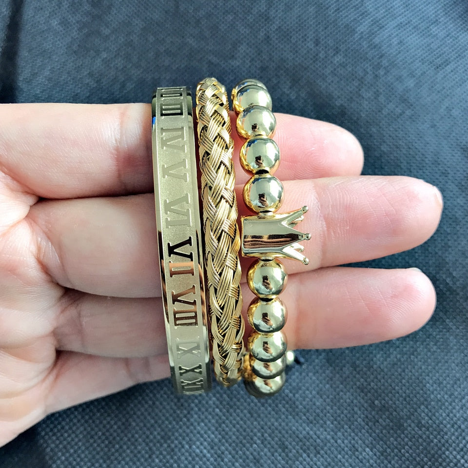 Roman Number Crown Charm Bracelet