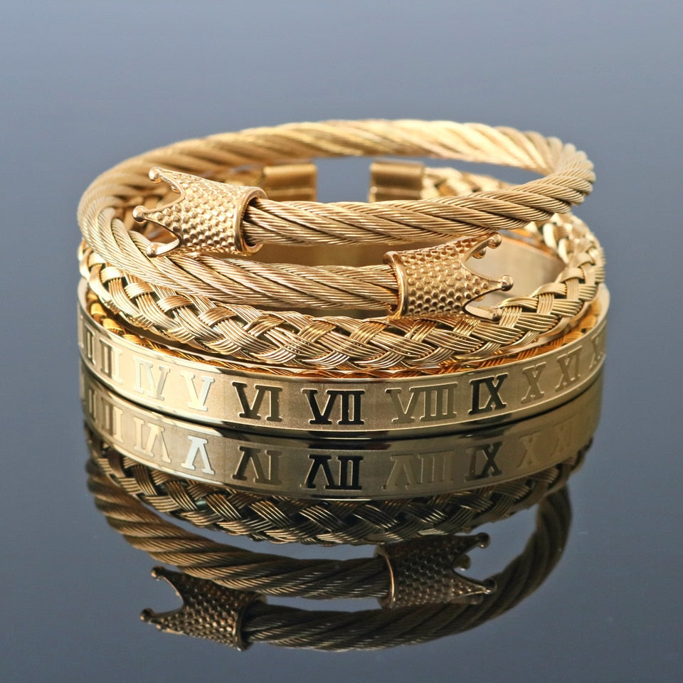 Roman Number Crown Charm Bracelet