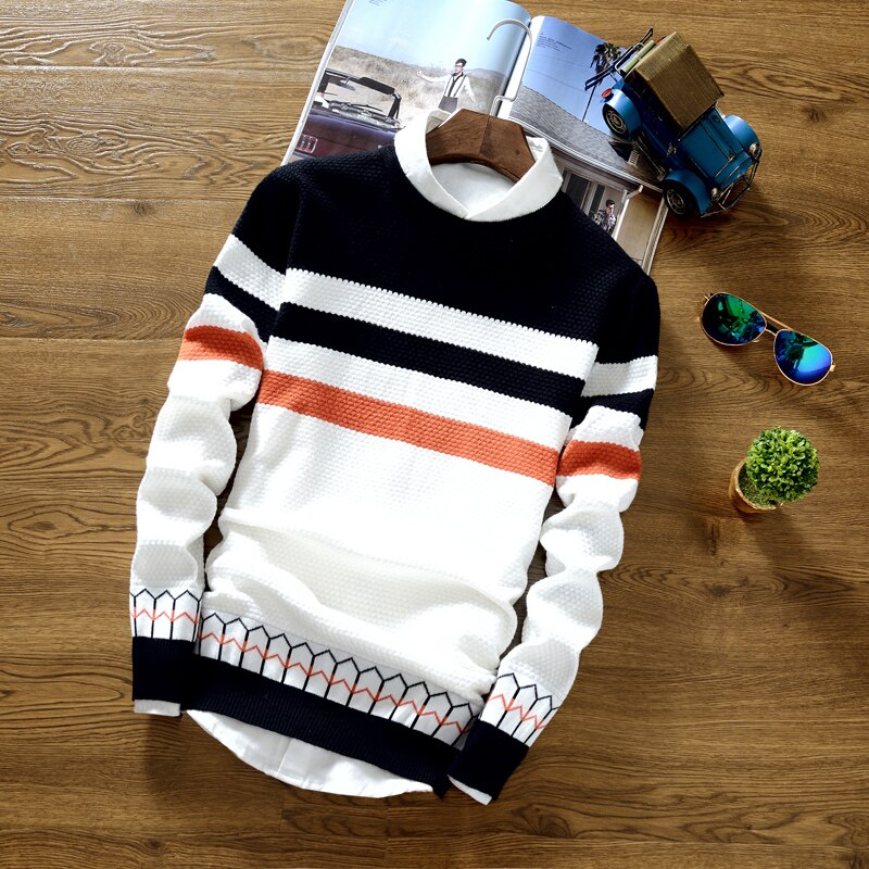 Morality Round Neck Thin Striped Sweater