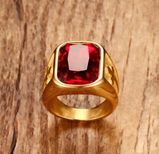 Fashion Square Red Crystal Stone Ring