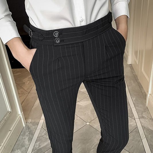 Men Stripe Suit Pants