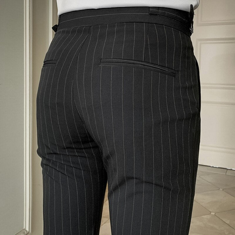 Men Stripe Suit Pants