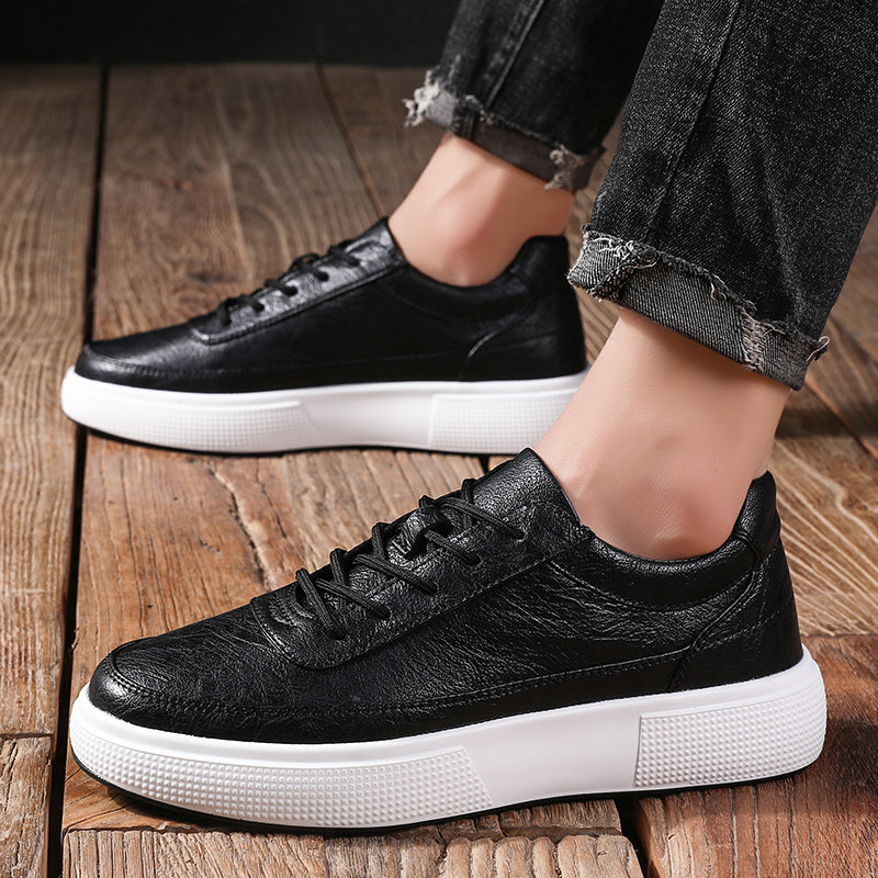 Men's Leather Lace Up Breathable Casual Sneakers
