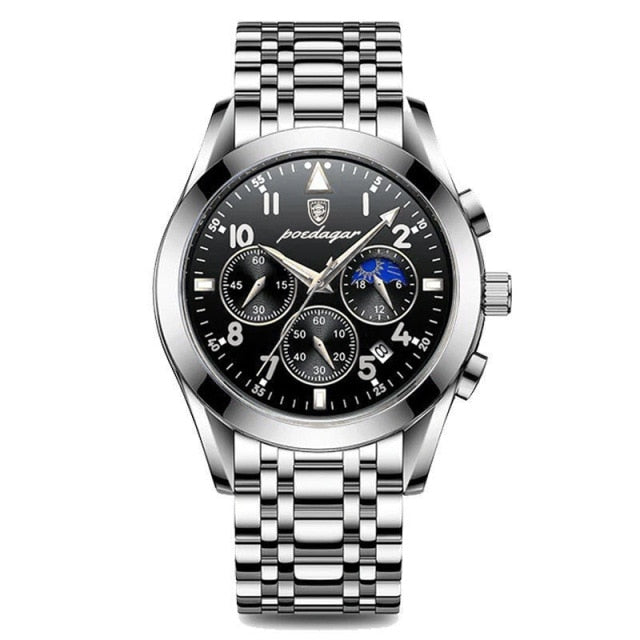 POEDAGAR Men Watches Stainless Steel 2021 Fashion New Rose Gold Wristwatch Waterproof Luminous Quartz Watches Relogio Masculino