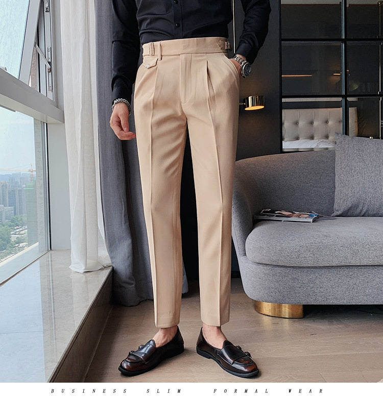 British Style Casual Slim Fit Men Dress Pants