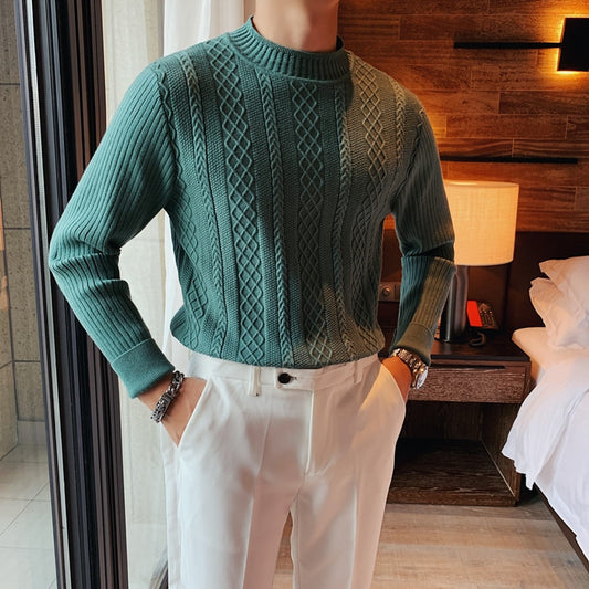 Solid Twist Men Slim Fit Casual Knit Pullovers