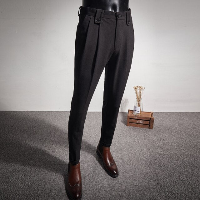 Fashion Folds Casual Slim Fit Suit Pants