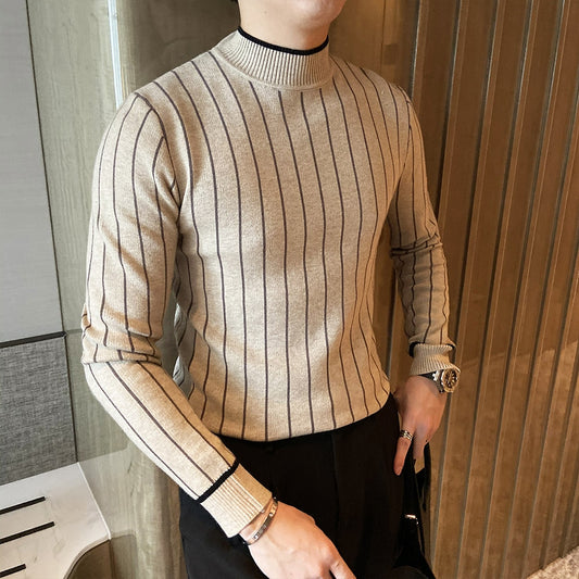 Stripe Knit Turtleneck Sweater