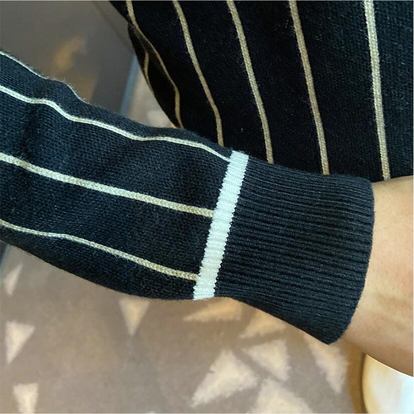 Stripe Knit Turtleneck Sweater