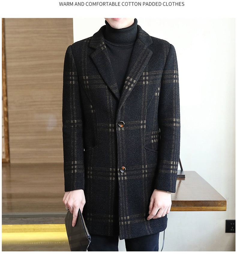 Fashion Striped Warm Wool Coat