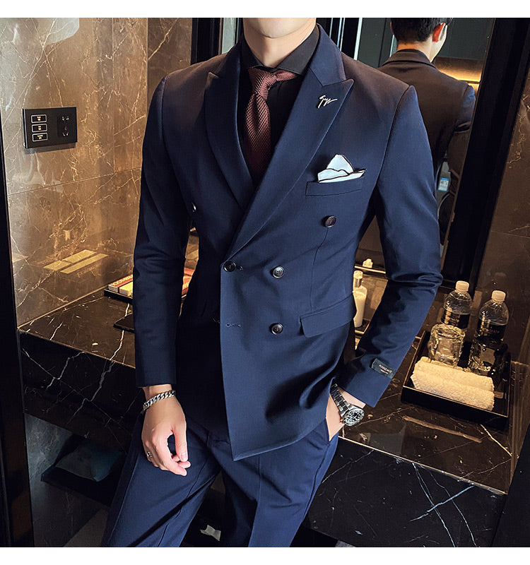 British Double Breasted Slim Fit Tuxedos + Pant