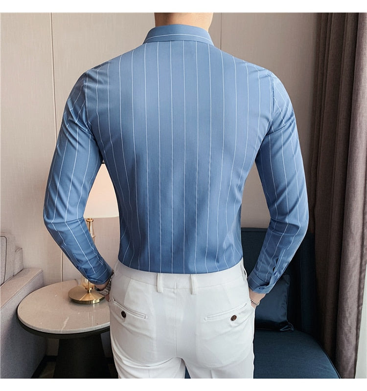 Long Sleeve Striped Slim Fit Shirts