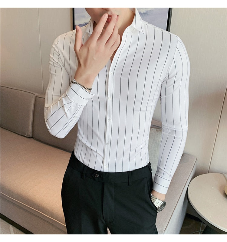 Long Sleeve Striped Slim Fit Shirts