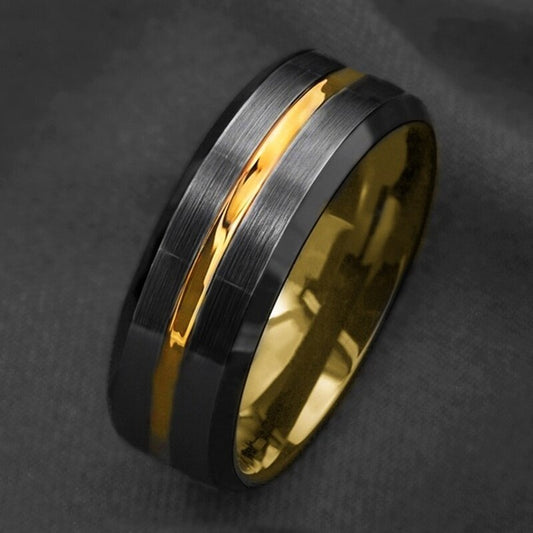 Black Fashion Brushed Tungsten Ring