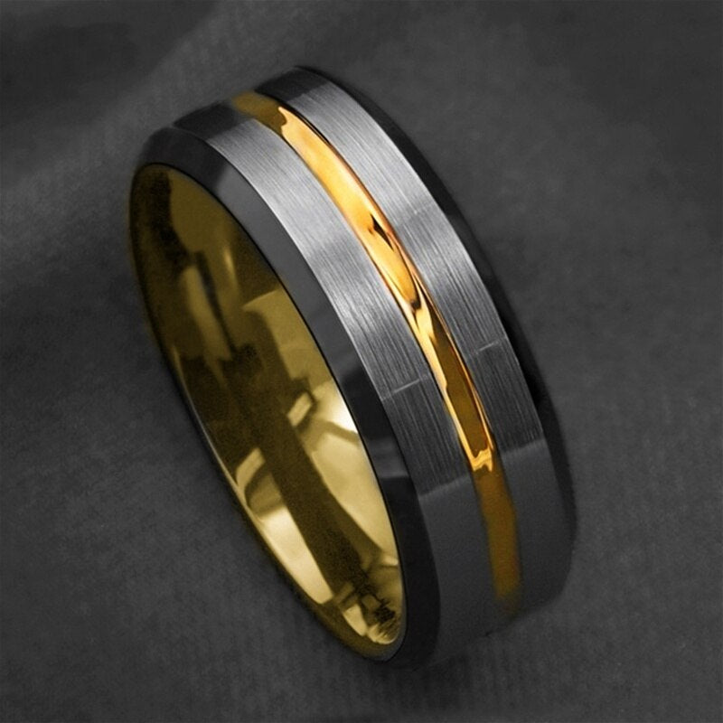Black Fashion Brushed Tungsten Ring