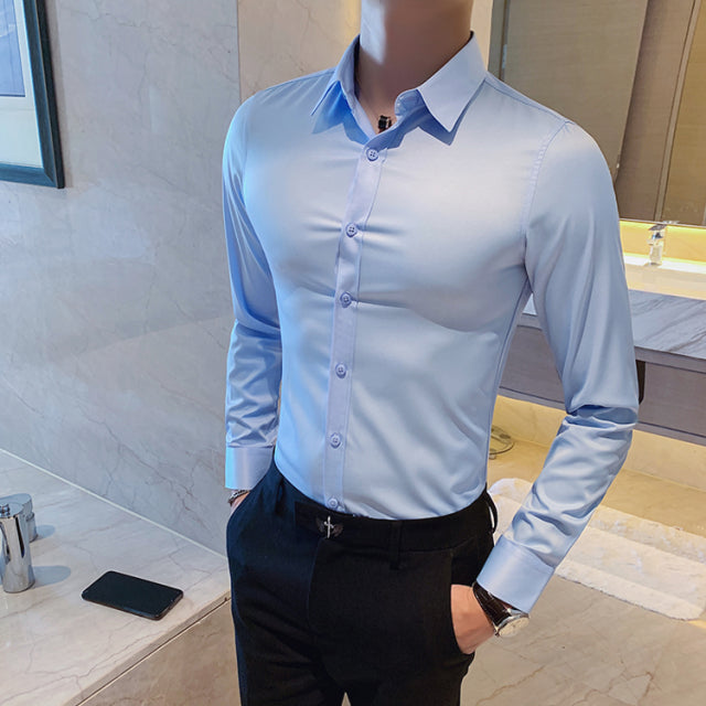 Men Long Sleeve Slim Shirt