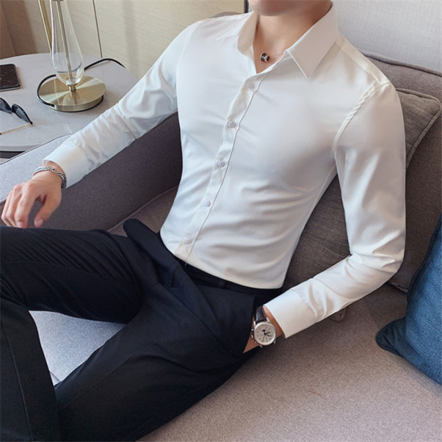 Men Long Sleeve Slim Shirt