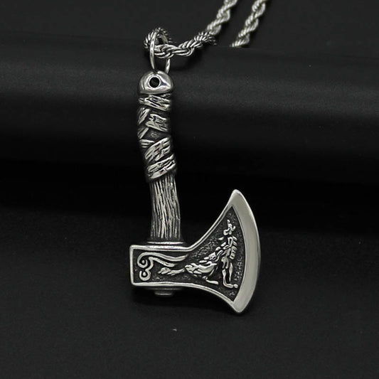 Vintage Viking Axe Pendant Necklace