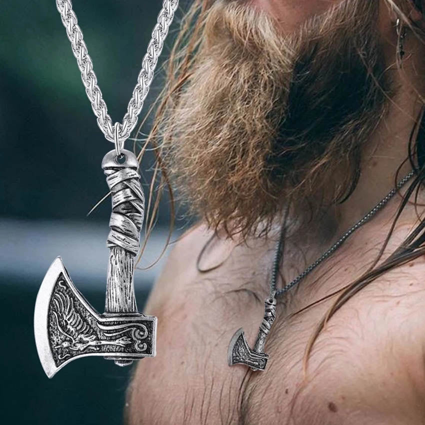 Vintage Viking Axe Pendant Necklace