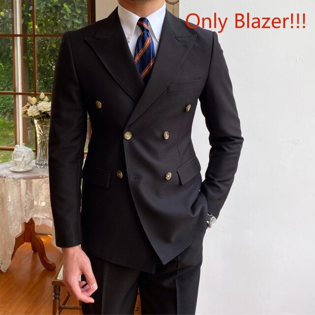 Italian Big Collar Gentleman Double Breasted Casual Suit