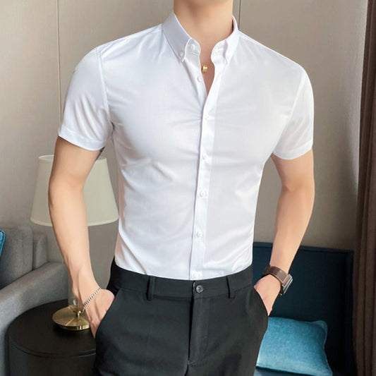 Skinny Men Causal Basic Short Sleeve Shirt