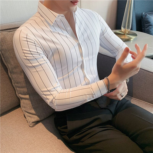 Long Sleeve Striped Slim Fit Shirts