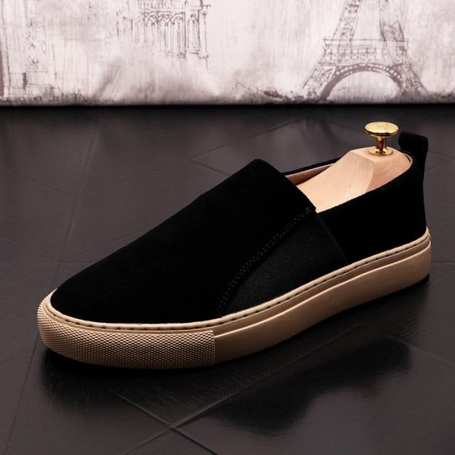 Black Suede Leather Flat Loafers Shoes