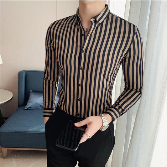 Stripe Slim Casual Long Sleeve Shirt