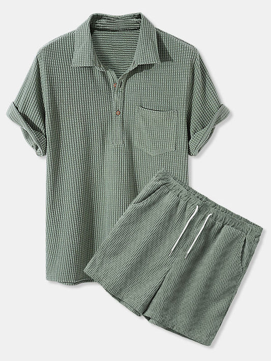 Corduroy Short-sleeved Shorts Suit