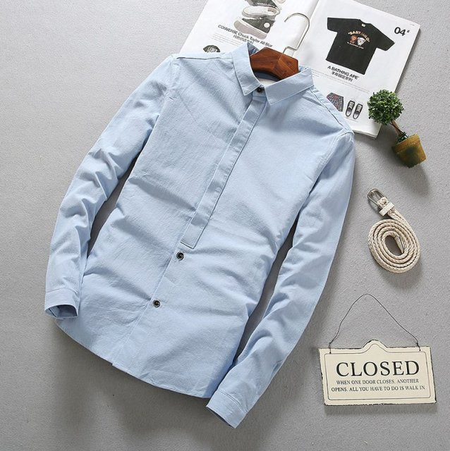 Solid Linen Slim Fashion Shirt